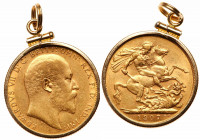 Great Britain. Sovereign with Bezel, 1907. EF