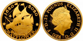 Great Britain/ United States. 400th Anniversary of the Mayflower Voyage Two Piece Set: British 25 Pounds and United Stat