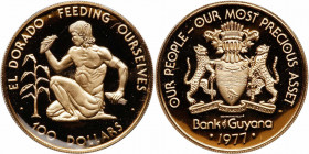 Guyana. 100 Dollars, 1977. PF