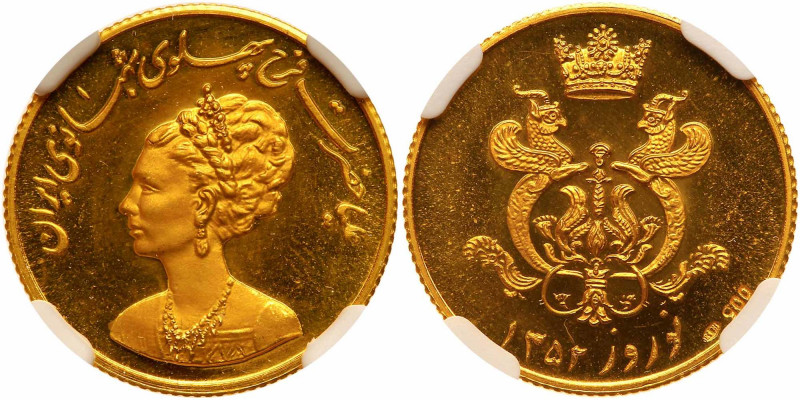 Iran. Gold Medal, SH1352 (1972). 20 mm. Stamped 900 fine. Approximately 5 grams....