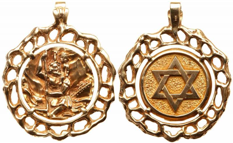 Israel. Survivor's at Sea Gold Medal, undated. 36.6 grams, stamped 14K. High rel...
