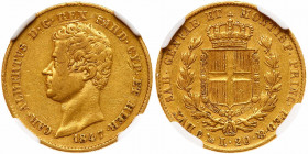 Italian States: Sardinia. 20 Lire, 1847-P (Genoa). NGC EF40
