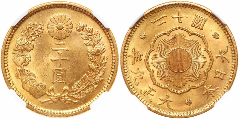 Japan. 20 Yen, Year 9 (1920). Fr-53; Y-40.2; JNDA-01-6. Yoshihito, 1912-1926. Th...