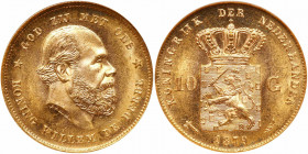 Netherlands. 10 Gulden, 1879. NGC MS66