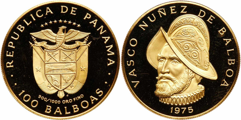 Panama. 100 Balboas, 1975. KM-41. Weight 0.2361 ounce. 500th Anniversary - Birth...