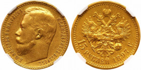 Russia. 15 Roubles, 1897-AG. NGC EF