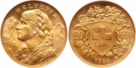 Switzerland. 20 Francs, 1926-B. ANACS MS65