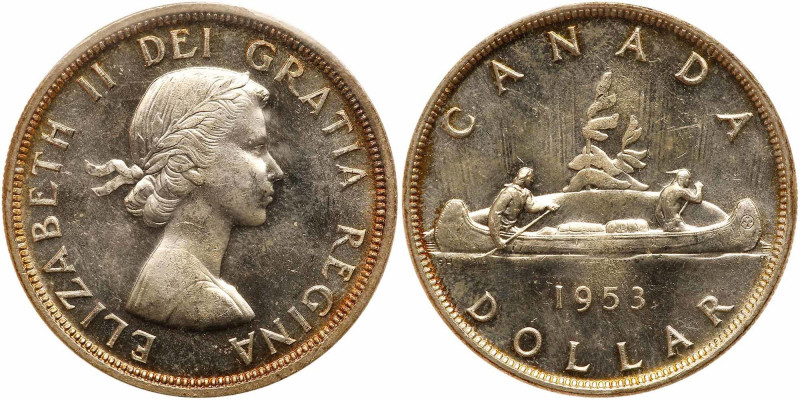 Canada. Dollar, 1953. KM-54. Elizabeth II. Unlisted variety. ICCS graded MS-64 S...