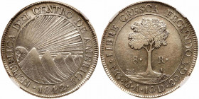 Central American Republic. 8 Reales, 1842/0 NG MA. NGC AU55