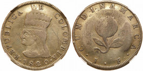Colombia. 8 Reales, 1820-JF. NGC VF