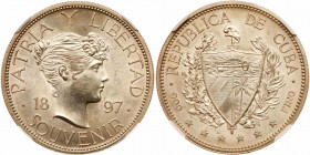 Cuba. Souvenir Peso, 1897. NGC MS63