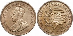 Cyprus. 5 Piastres, 1928. EF-AU
