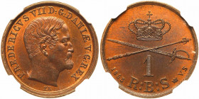 Denmark. Rigsbankskilling, 1853-FK/VS. NGC MS64