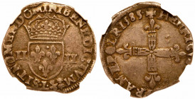 France. ¼ Ecu, 1585-L (Bayonne). NGC VF35