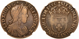 France. ½ Ecu, 1655-B (Rouen). NGC F15