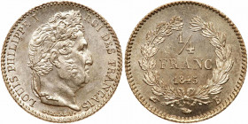 France. ¼ Franc, 1845-B. BU