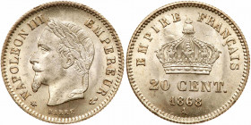 France. 20 Centimes, 1868-A. BU