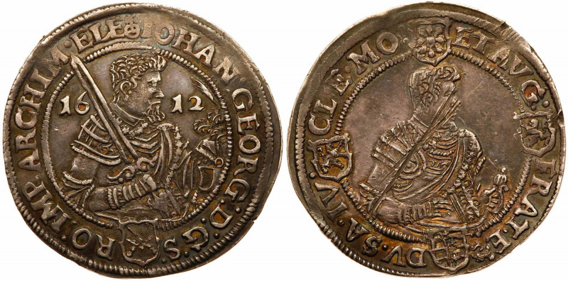 German States: Saxony. &frac12; Taler, 1612. KM-53. Johann Georg I and August. D...