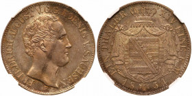 German States: Saxony. Taler, 1854-F. NGC MS64