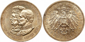German States: Saxony. 5 Marks, 1909. AU-UNC