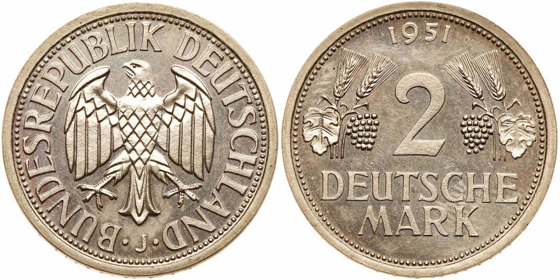 Germany. 2 Mark, 1951-J. KM-111. Mintage 180. NGC graded Proof 66. Estimated Val...