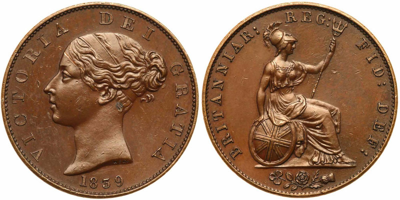 Great Britain. Half Penny, 1839. S.3949; KM-726a. Victoria. Proof only issue. Li...