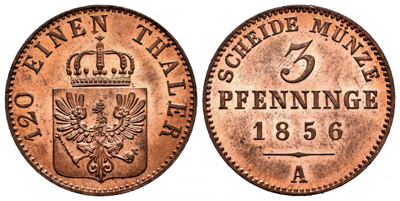 Germany. Prussia. Friedrich Wilhelm IV. 3 pfennig. 1856. Berlin. A. (Km-453). Ae...