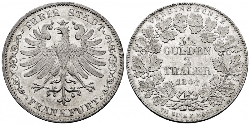Germany. Free State. 3 1/2 Gulden - 2 Thaler. 1841. Frankfurt. (Km-329). (Dav-64...