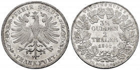 Germany. Free State. 3 1/2 Gulden - 2 Thaler. 1841. Frankfurt. (Km-329). (Dav-641). Ag. 37,09 g. Minor marks on edge. Original luster. AU. Est...500,0...