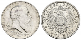 Germany. Baden. Friedrich August I. 2 mark. 1902. (Km-271). Ag. 11,11 g. 50th year of reign. AU/Almost MS. Est...70,00. 

Spanish description: Alema...