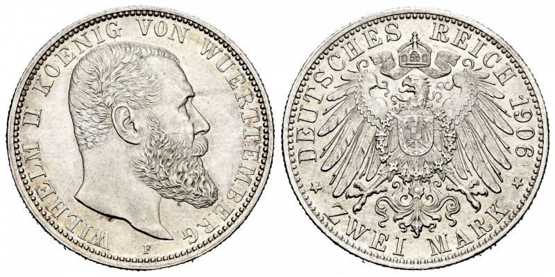 Germany. Wurttemberg. Wilhelm II. 2 mark. 1906. Freudenstadt. F. (Km-631). Ag. 1...