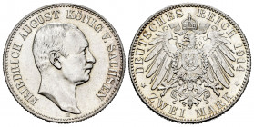 Germany. Saxony. Friedrich August III. 2 mark. 1907. Muldenhutten. E. (Km-1263). Ag. 11,06 g. Almost MS. Est...75,00. 

Spanish description: Alemani...