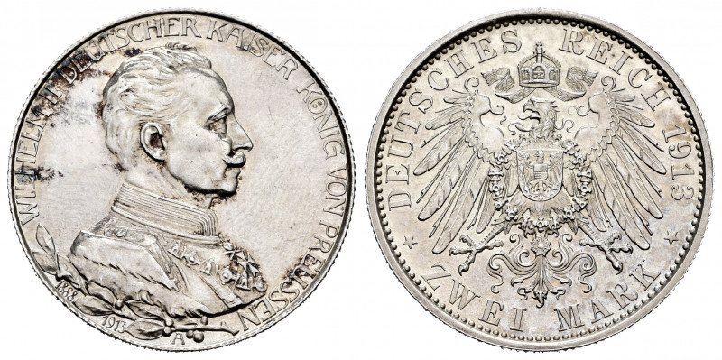Germany. Prussia. Wilhelm II. 2 mark. 1913. Berlin. A. (Km-533). Ag. 11,09 g. Li...