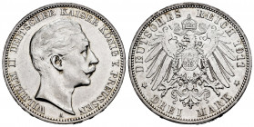 Germany. Prussia. Wenzel II. 3 mark. 1911. Berlin. A. (Km-527). Ag. 16,67 g. XF. Est...30,00. 

Spanish description: Alemania. Prussia. Wenzel II. 3...