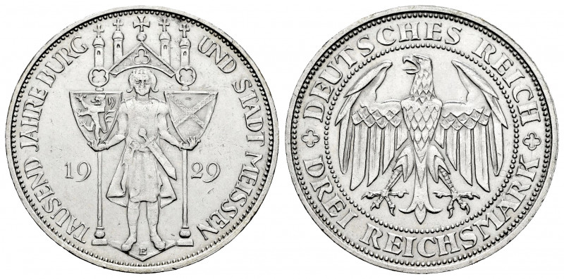 Germany. 3 reichsmark. 1929. Muldenhutten. E. (Km-65). (Jaeger-338). Ag. 15,08 g...