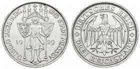Germany. 3 reichsmark. 1929. Muldenhutten. E. (Km-65). (Jaeger-338). Ag. 15,08 g. Choice VF/Almost XF. Est...80,00. 

Spanish description: Alemania....