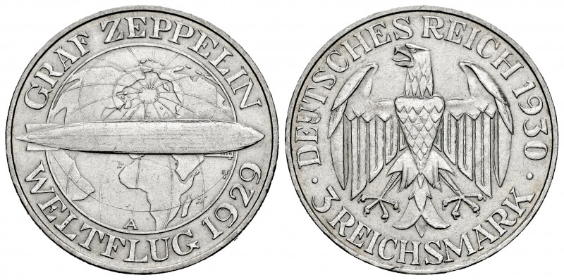 Germany. 3 reichsmark. 1930. Berlin. A. (Km-67). Ag. 15,04 g. Choice VF/Almost X...