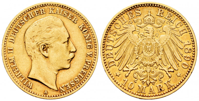 Germany. Prussia. Wilhelm II. 10 marks. 1890. Berlin. A. (Km-521). (Fr-3831). Au...