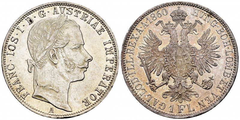 Austria. Franz Joseph I. 1 florin. 1860. Wien. A. (Km-2219). Ag. 12,37 g. Origin...