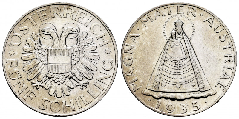 Austria. 5 schilling. 1935. (Km-2853). Ag. 14,82 g. AU. Est...35,00. 

Spanish...