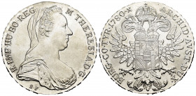Austria. Maria Theresa. 1 thaler. 1780. (Km-T1). Ag. 28,11 g. Official re-struck. Plenty of original luster. Mint state. Est...30,00. 

Spanish desc...