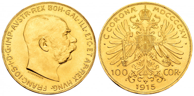 Austria. Franz Joseph I. 100 corona. 1915. (Km-2819). (Fried-507R). Au. 33,90 g....