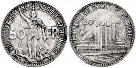 Belgium. Leopold III. 50 francs. 1935. (Km-107.2). Ag. 22,08 g. Tone. Scarce. Almost XF. Est...90,00. 

Spanish description: Bélgica. Leopold III. 5...