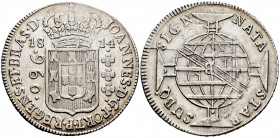 Brazil. D. Joao, Príncipe Regente (1799-1816). 960 reis. 1814. Bahía. B. (Km-307.3). Ag. 26,58 g. Struck over 8 reales. Choice VF. Est...80,00. 

Sp...