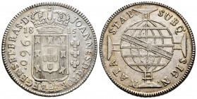 Brazil. D. Joao, Príncipe Regente (1799-1816). 960 reis. 1815. Rio de Janeiro. R. (Gomes-29.15). (Km-307.3). Ag. 26,81 g. Struck over 8 reales. It ret...