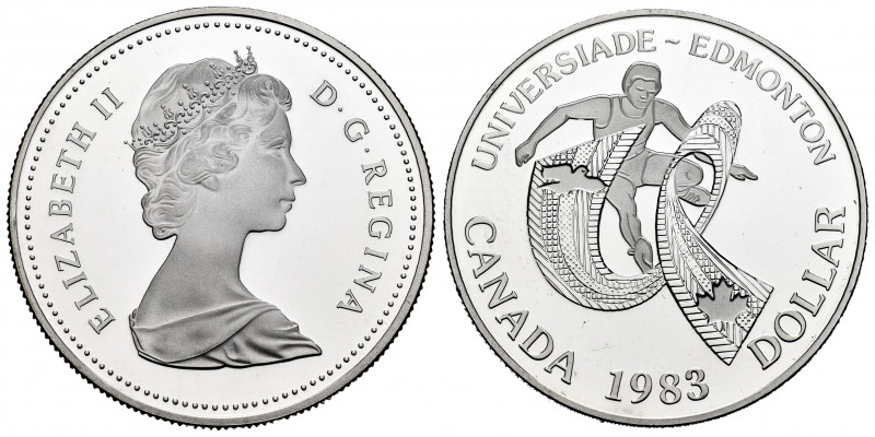 Canada. Elizabeth II. 1 dollar. 1983. (Km-138). Ag. 23,28 g. Edmonto University ...