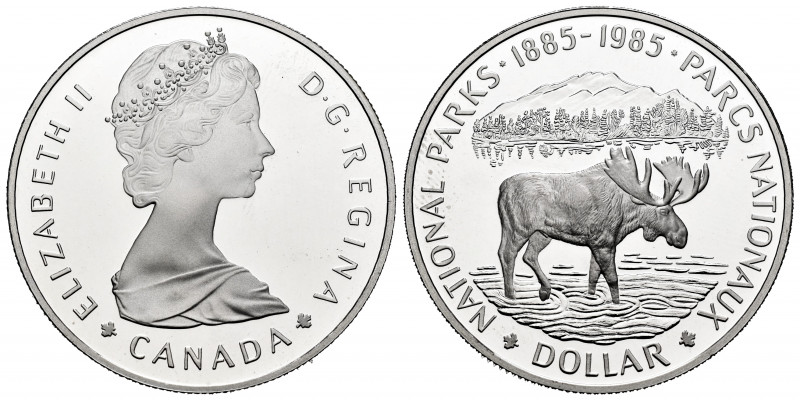 Canada. Elizabeth II. 1 dollar. 1985. (Km-170). Ag. 23,13 g. National Parks. PR....