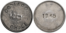 Chile. Copiapo. 1 peso. 1865. (Km-4). Ag. 22,05 g. Issued during the Blockade of Puerto de Caldera. Choice VF. Est...300,00. 

Spanish description: ...