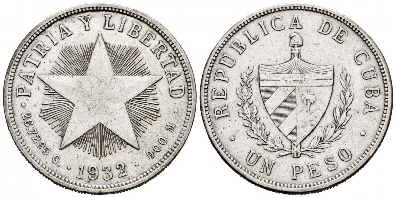 Cuba. 1 peso. 1932. (Km-15.2). Ag. 26,65 g. Choice VF. Est...40,00. 

Spanish ...