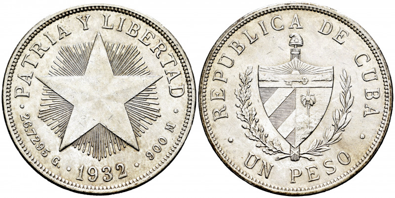 Cuba. 1 peso. 1932. (Km-15.2). Ag. 26,65 g. Almost XF. Est...35,00. 

Spanish ...